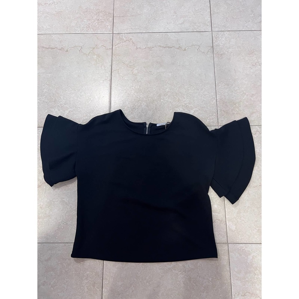 NWT Green Envelope black top flutter sleeves sz M‎